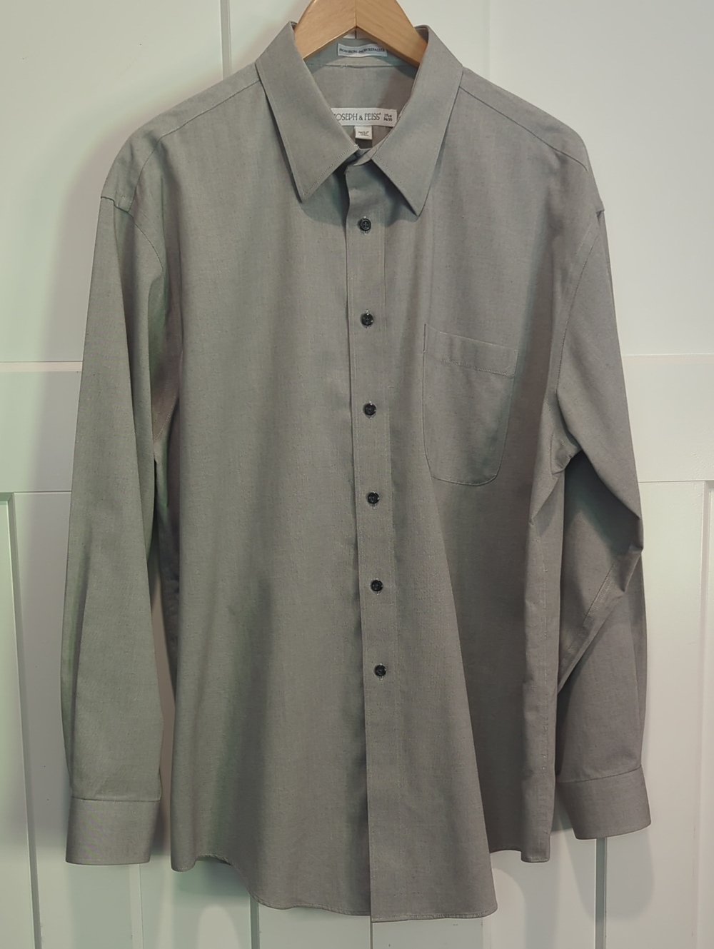 Men's Joseph & Feiss Gray Long-Sleeve Dress Shirt Size 171/2 34/35
